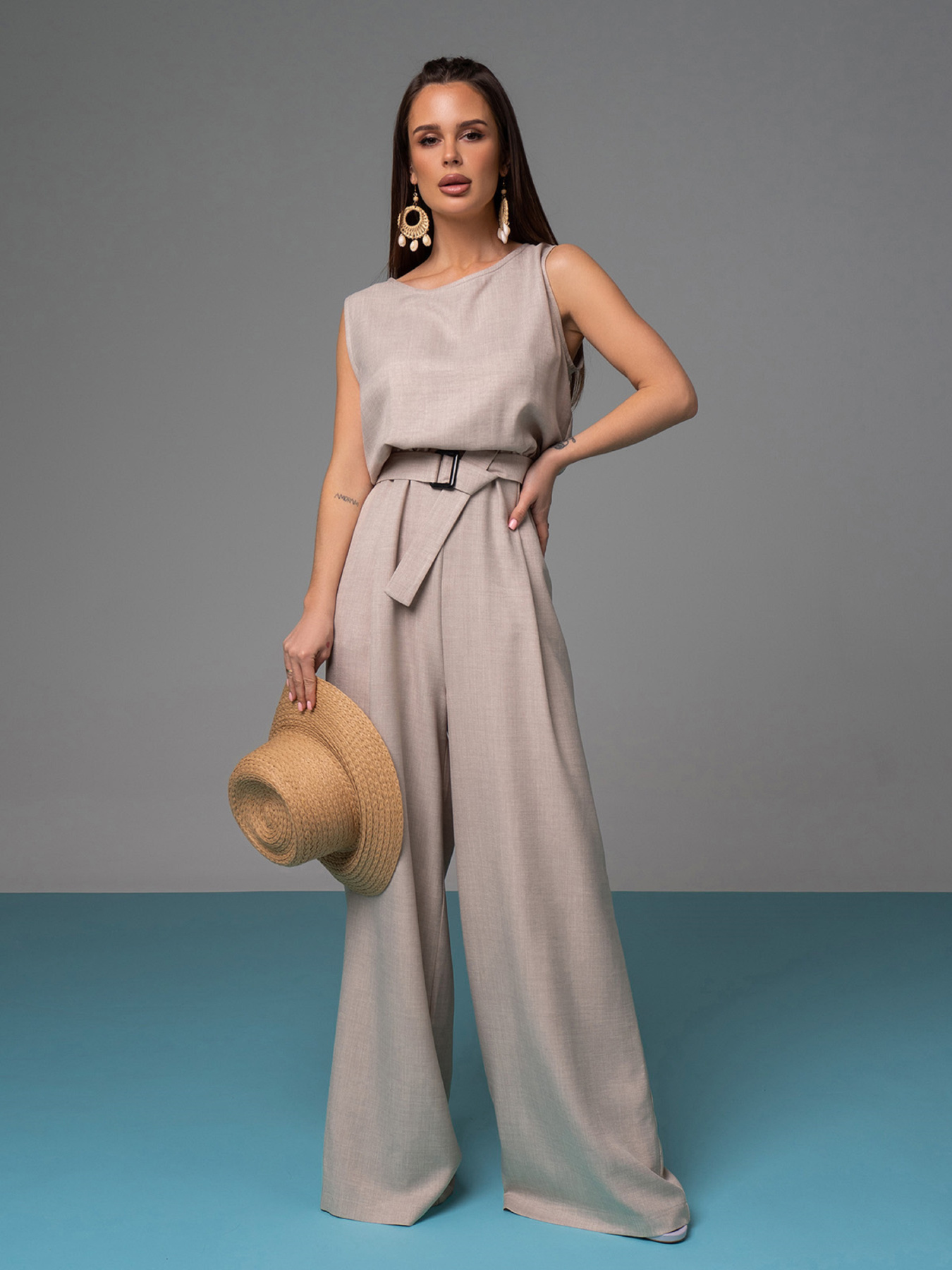 Комбінезон ISSA Plus модель 14626A_бежевый Фото