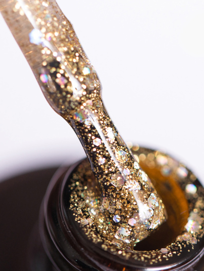 GLOSS COMPANY ­Гель-лак GLOSS Shine 409, золотистий з голографічними блискітками модель 4823271403389 — фото - INTERTOP