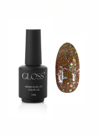 GLOSS COMPANY ­Гель-лак GLOSS Shine 409, золотистий з голографічними блискітками модель 4823271403389 — фото - INTERTOP