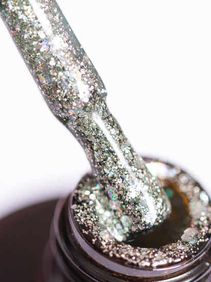 GLOSS COMPANY ­Гель-лак GLOSS Shine 410, серебристый с голографическими блестками модель 4823271403396 — фото - INTERTOP