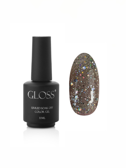 GLOSS COMPANY ­Гель-лак GLOSS Shine 410, серебристый с голографическими блестками модель 4823271403396 — фото - INTERTOP
