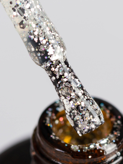 GLOSS COMPANY ­Гель-лак GLOSS Shine 411, серебристый, голографический микроблеск и блестки. модель 4823271402863 — фото - INTERTOP