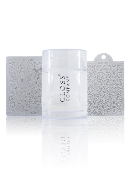 GLOSS COMPANY ­Набір для стемпінгу GLOSS, двосторонній штамп і 2 скрапери модель 4823271409909 - фото