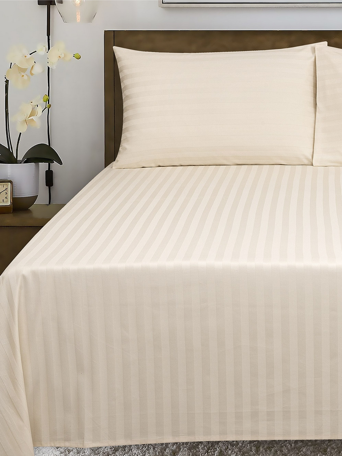 Комплект Постільної Білизни Страйп Сатин Champagne Vital Textile Модель SP1.5-2 Фото