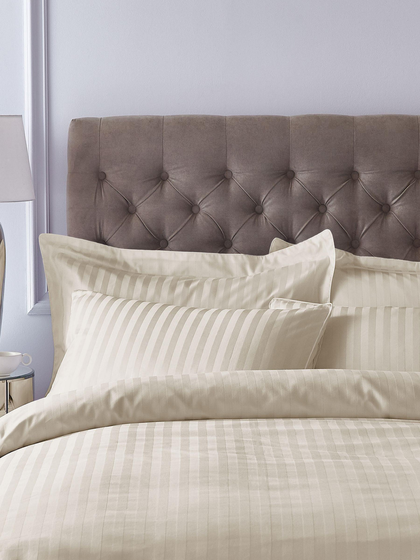 Комплект Постільної Білизни Страйп Сатин Champagne Vital Textile Модель SP1.5-2 Фото