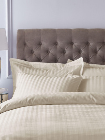 Комплект постельного белья Страйп Сатин Champagne Vital Textile модель SP1.5-2 Фото