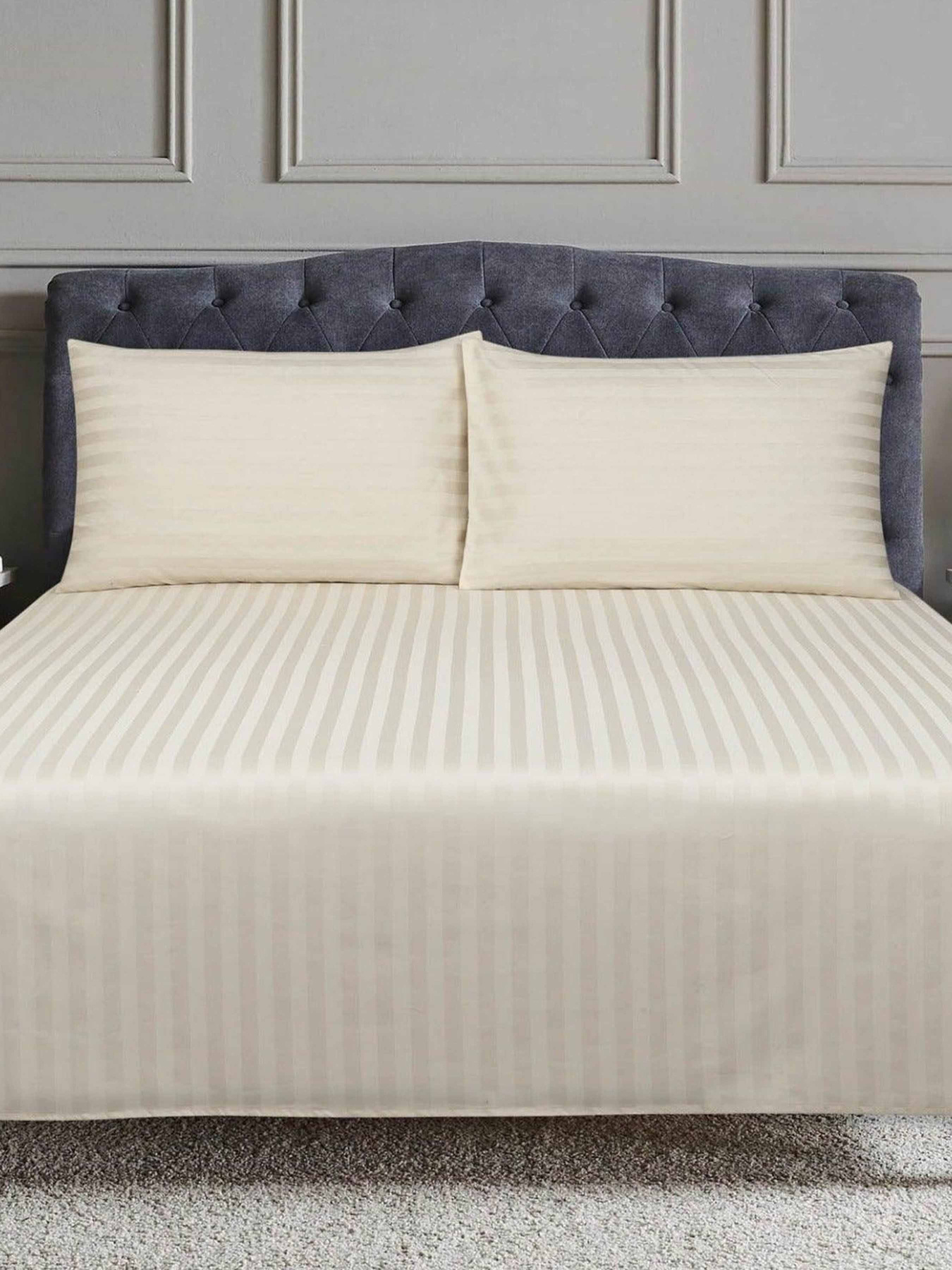 Комплект постельного белья Страйп Сатин Champagne Vital Textile модель SP1.5-2 Фото