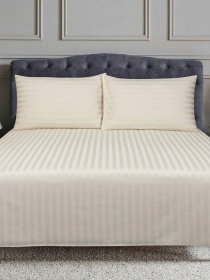 Комплект постельного белья Страйп Сатин Champagne Vital Textile модель SP1.5-2 Фото