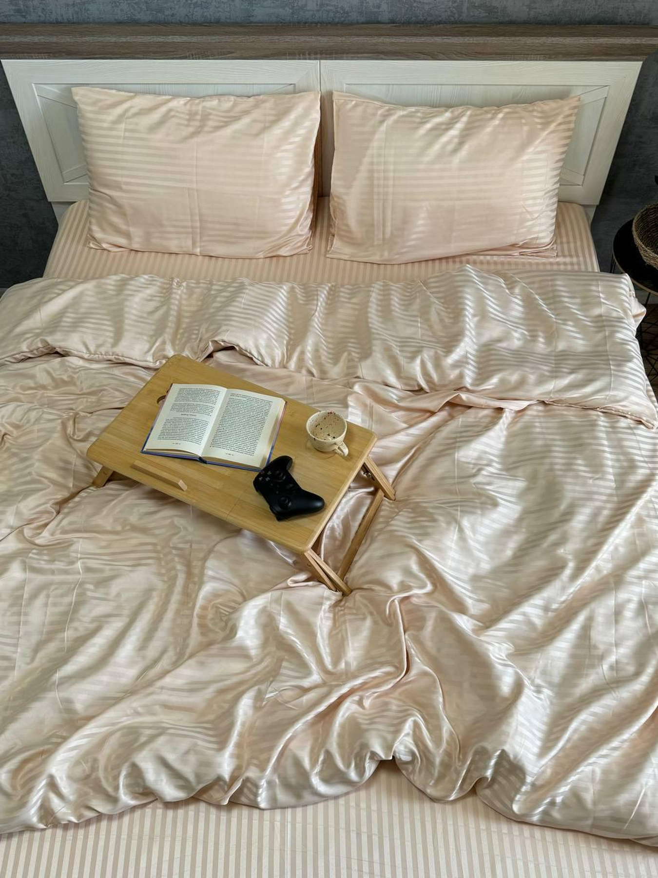 Комплект Постельного белья Страйп Сатин Sweet Vanila Vital Textile модель SP1.5-3 Фото