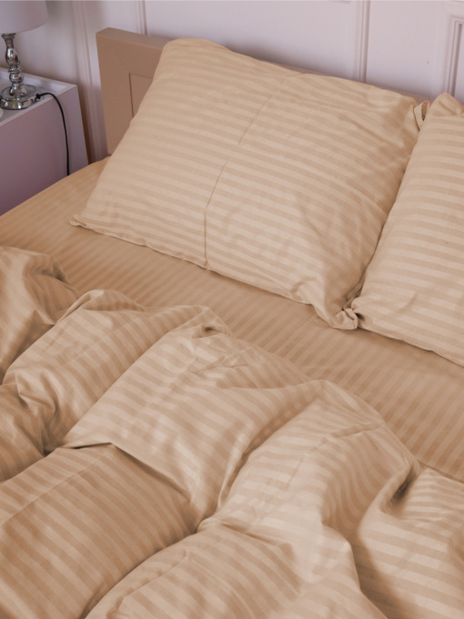 Комплект Постельного белья Страйп Сатин Sweet Vanila Vital Textile модель SP1.5-3 Фото