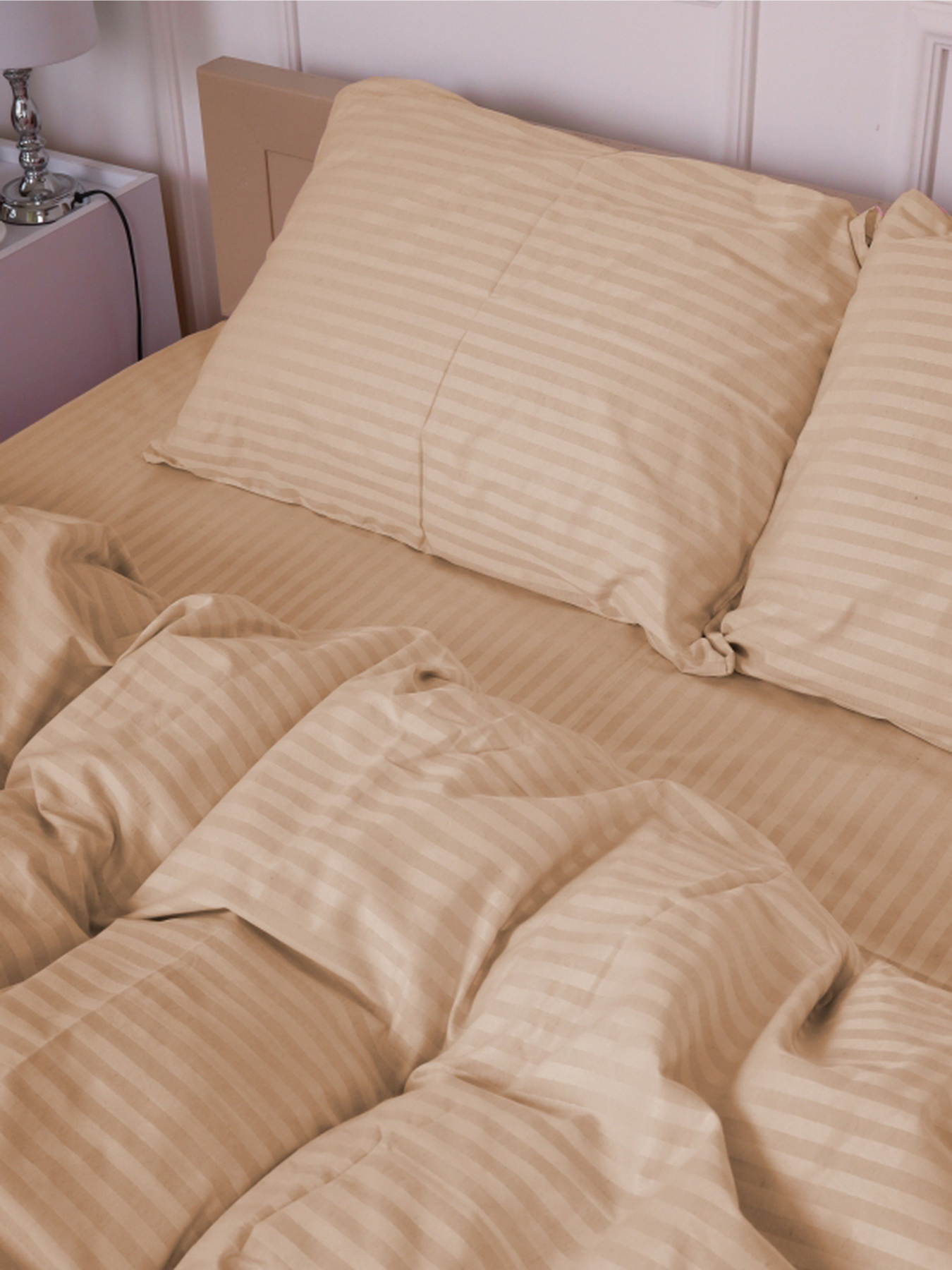 Комплект Постельного белья Страйп Сатин Sweet Vanila Vital Textile модель SP1.5-3 Фото