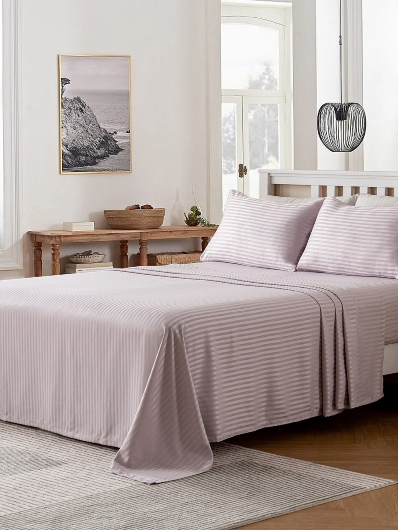 Комплект Постельного белья Страйп Сатин Soft Lilac Vital Textile модель SP1.5-4 Комплект Постельного белья Страйп Сатин Soft Lilac Vital Textile модель SP1.5-4 Фото