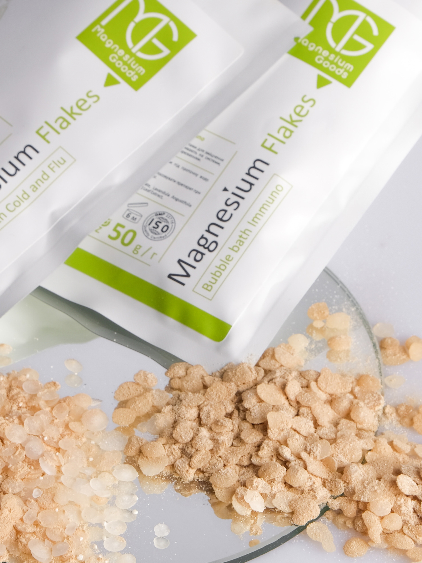 Саше 2в1 Магниевая соль и пена для ванн Magnesium Flakes Bubble Bath IMMUNO Magnesium Goods модель 682075 Фото