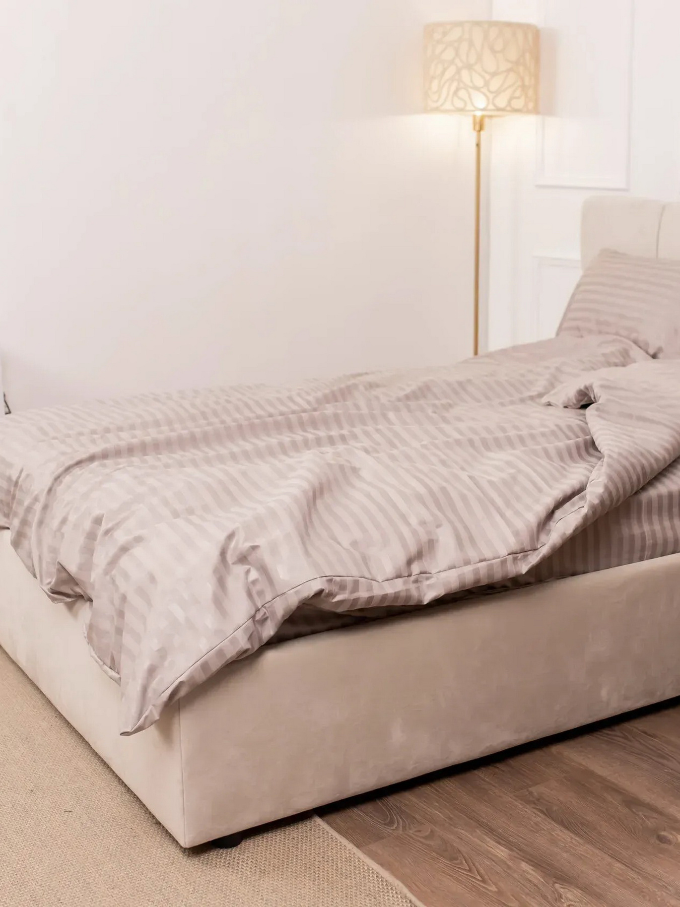 Комплект Постільної Білизни Страйп Сатин Grey Vital Textile Модель SP1.5-10 Фото