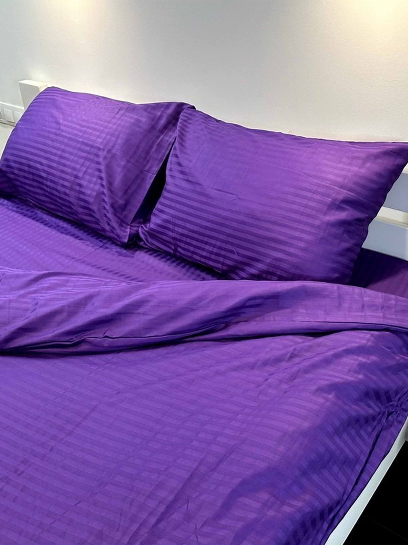 Комплект Постільної Білизни Страйп Сатин Dark Violet Vital Textile модель SP1.5-11 Фото