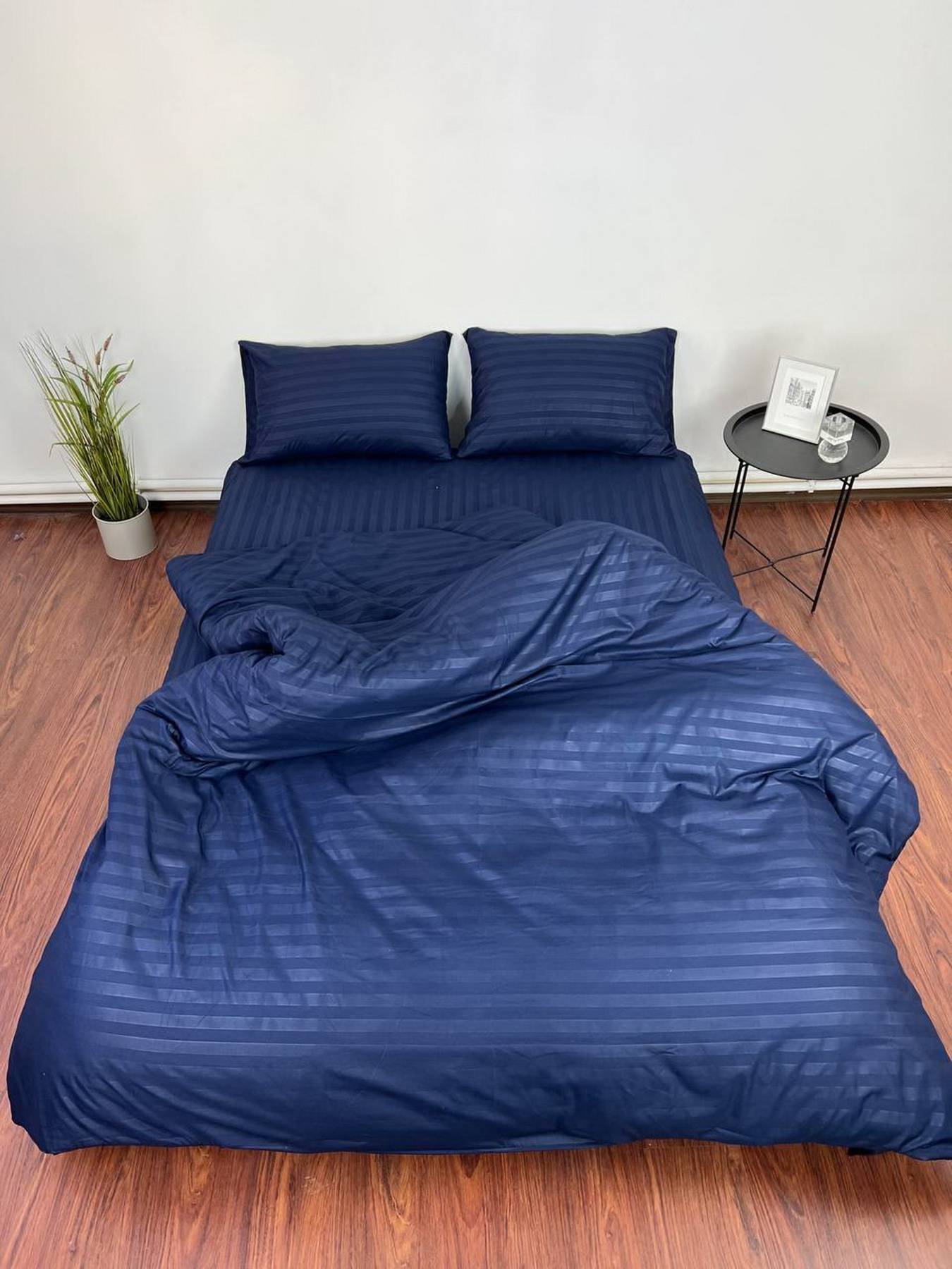 Комплект Постільної Білизни Страйп Сатин Dark Blue Vital Textile Модель SP1.5-13 Фото