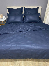 Комплект Постільної Білизни Страйп Сатин Dark Blue Vital Textile Модель SP1.5-13 Фото