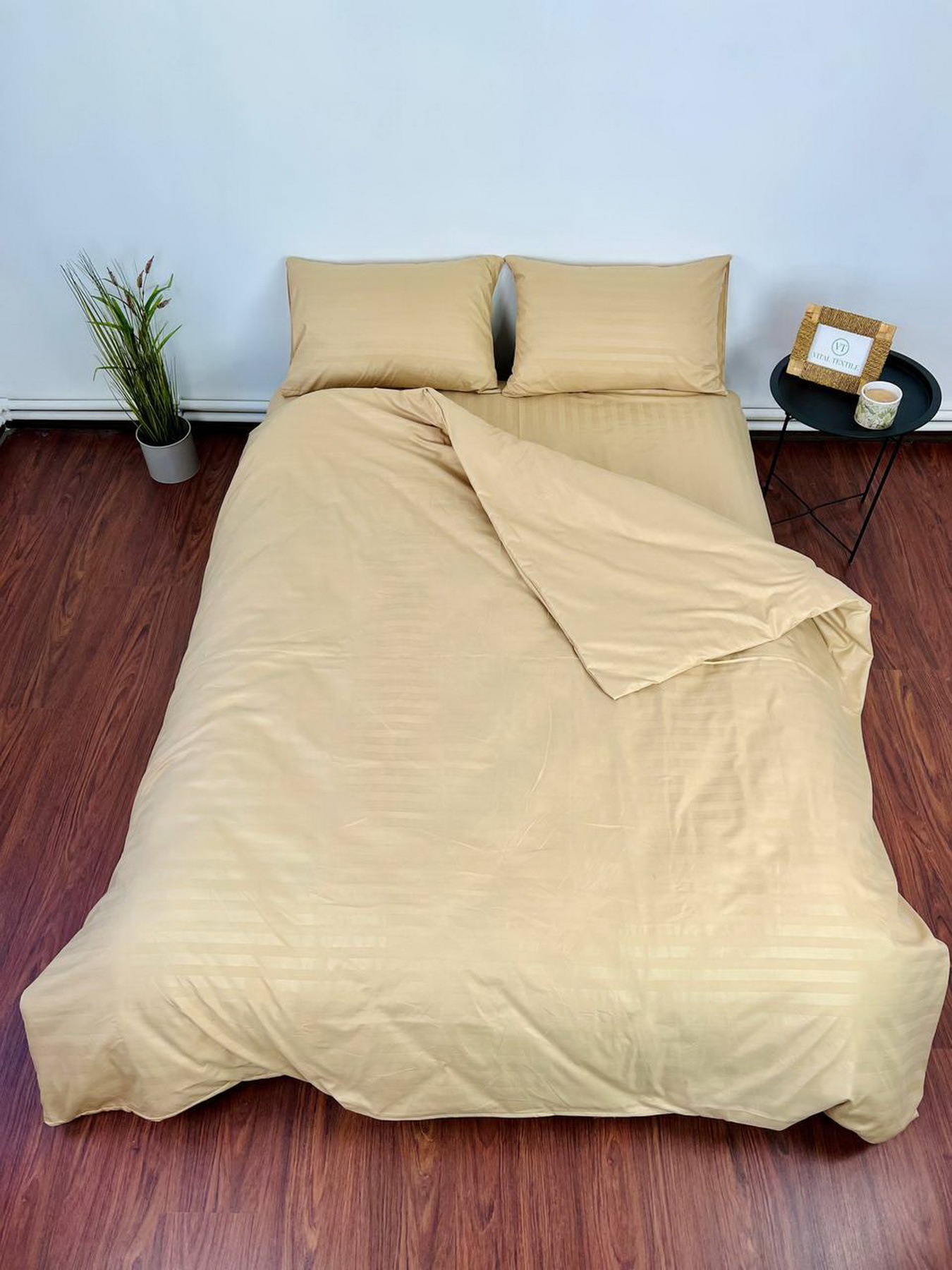 Комплект Постільної Білизни Страйп Сатин Gold Vital Textile Модель SP1.5-15 Фото