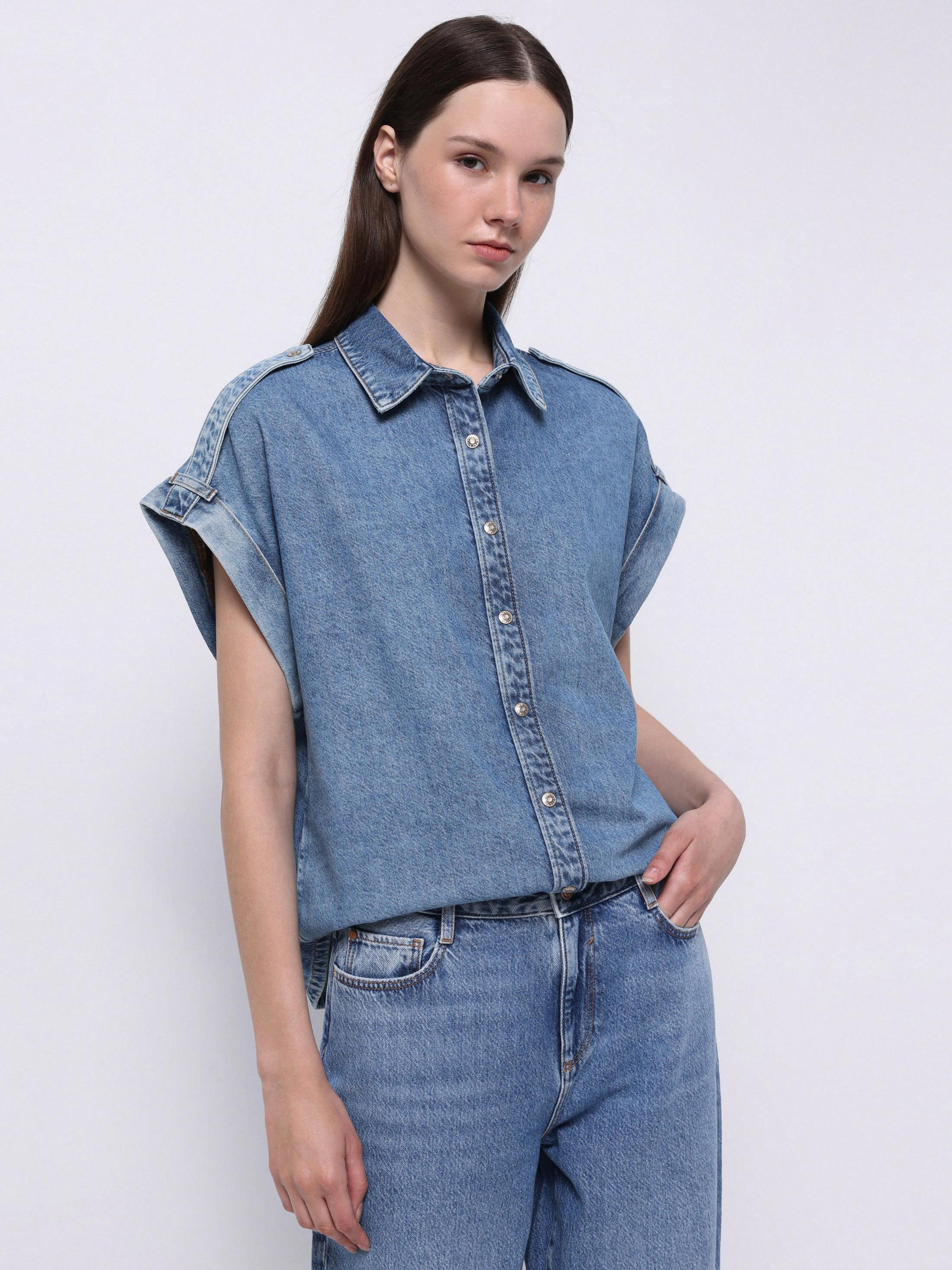 Жіночі Сорочки Colin’s  (CL1074973_Q1.V1_DN44339) колір блакитний, матеріал комбінований верх