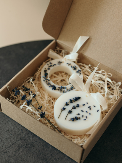 Candle Design &shy;Набір аромсаше &quot;Коло та кільце&quot;, аромат - сухоквіти (Лаванда), з натурального соєвого воску модель 160.2029 - фото