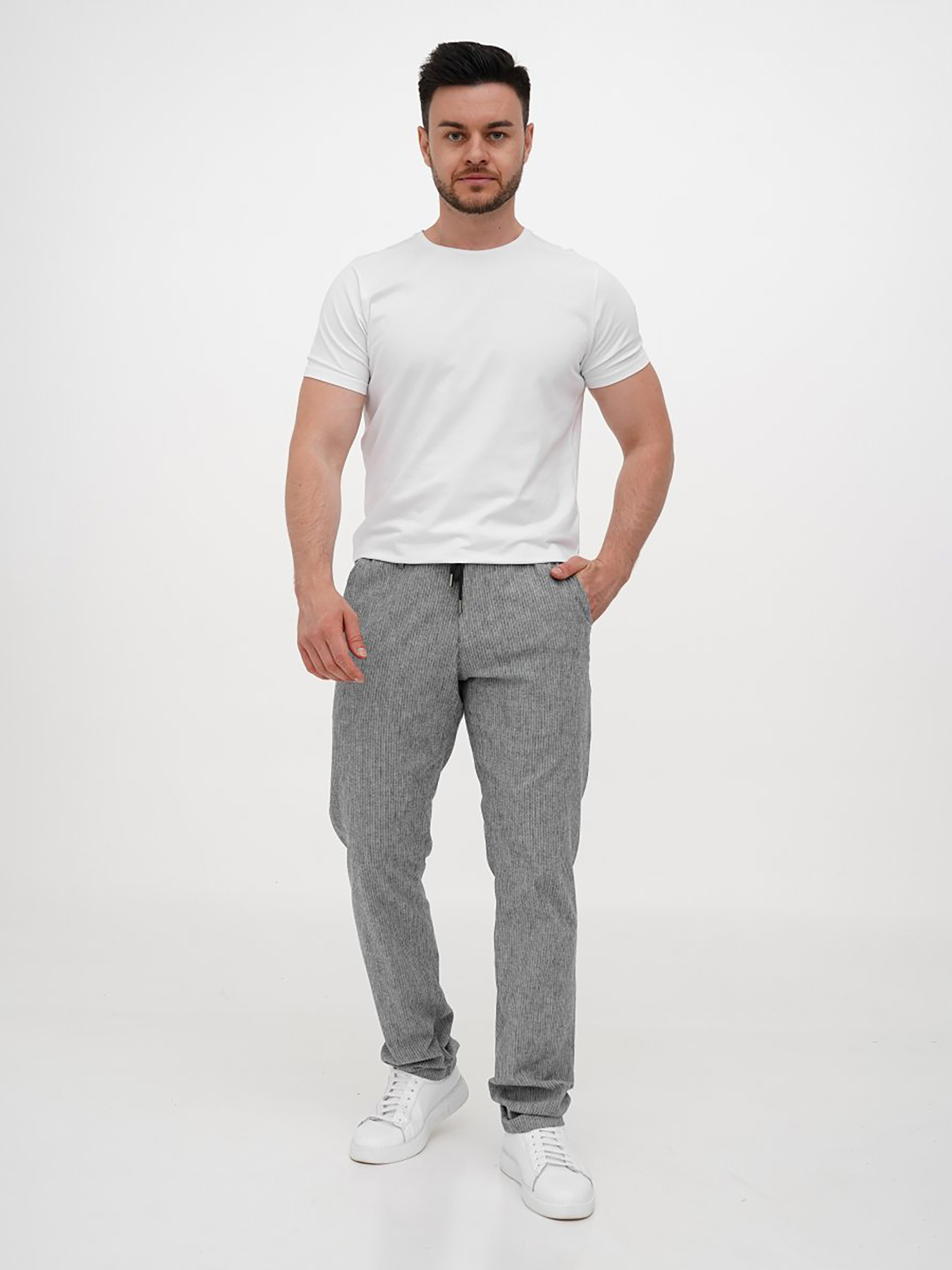 Повседневные штаны Trend Collection модель TC12123GreyWhiteSHTN Фото