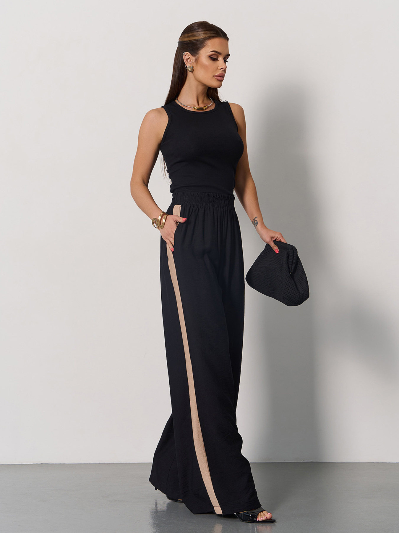 Брюки палаццо ISSA Plus модель 15162_черный Фото