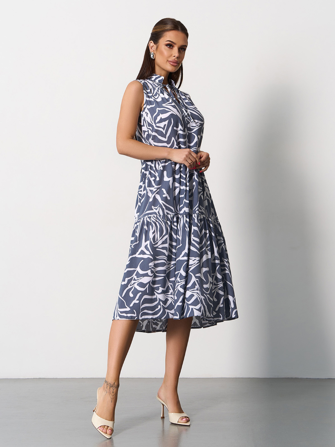 Платье миди ISSA Plus модель SA-623_серый Фото