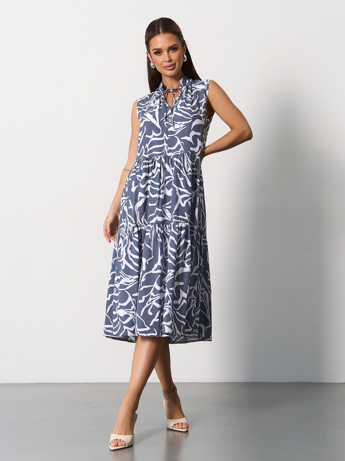 Платье миди ISSA Plus модель SA-623_серый Фото