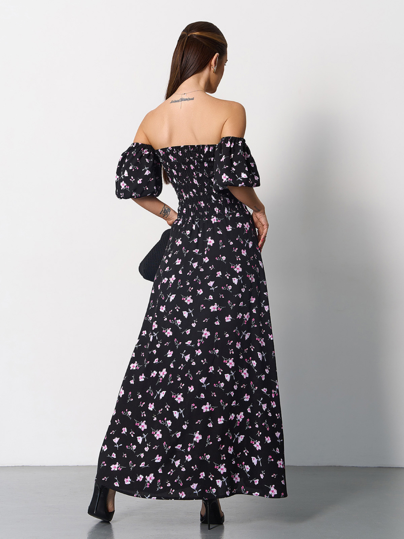 Платье макси ISSA Plus модель SA-625_черный Платье макси ISSA Plus модель SA-625_черный Фото