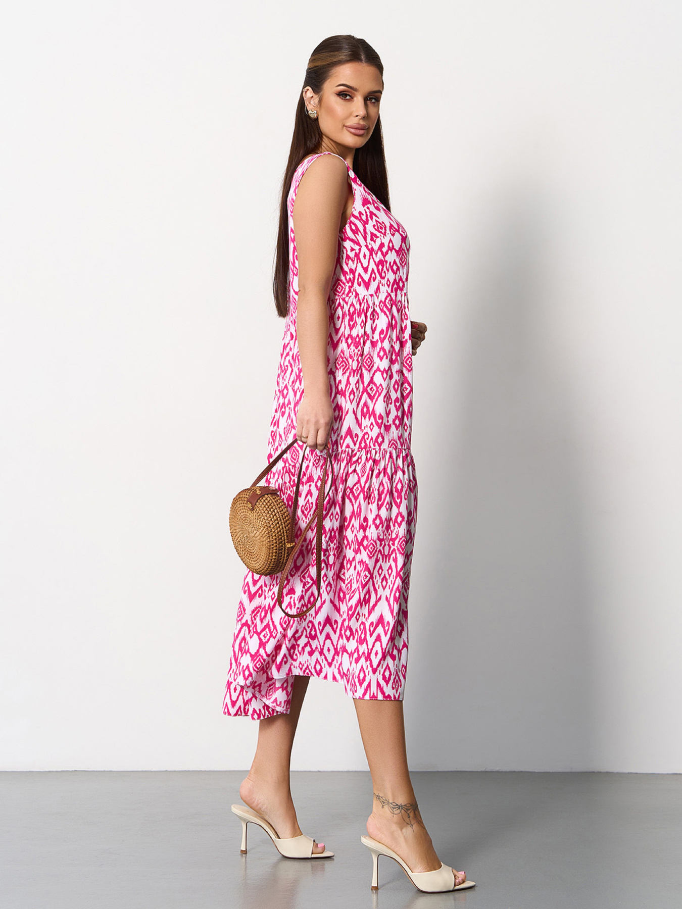 Сукня міді ISSA Plus модель SA-624_малиновый Фото