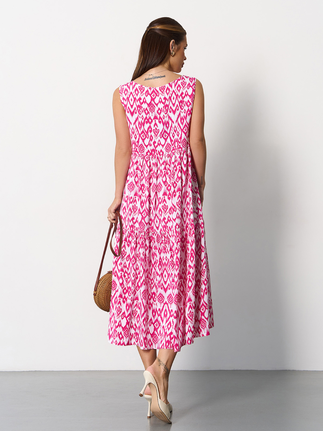 Сукня міді ISSA Plus модель SA-624_малиновый Фото