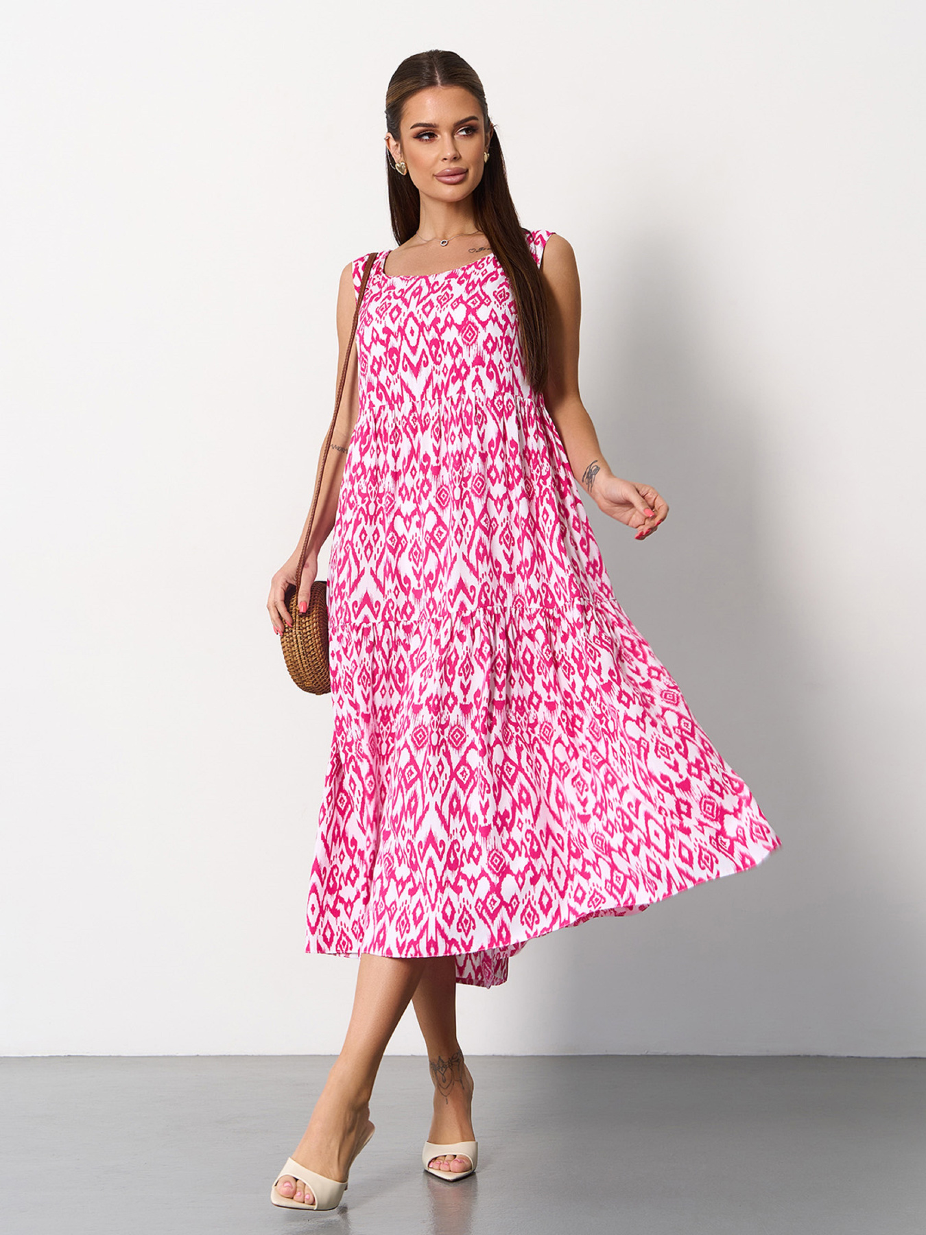 Сукня міді ISSA Plus модель SA-624_малиновый Фото