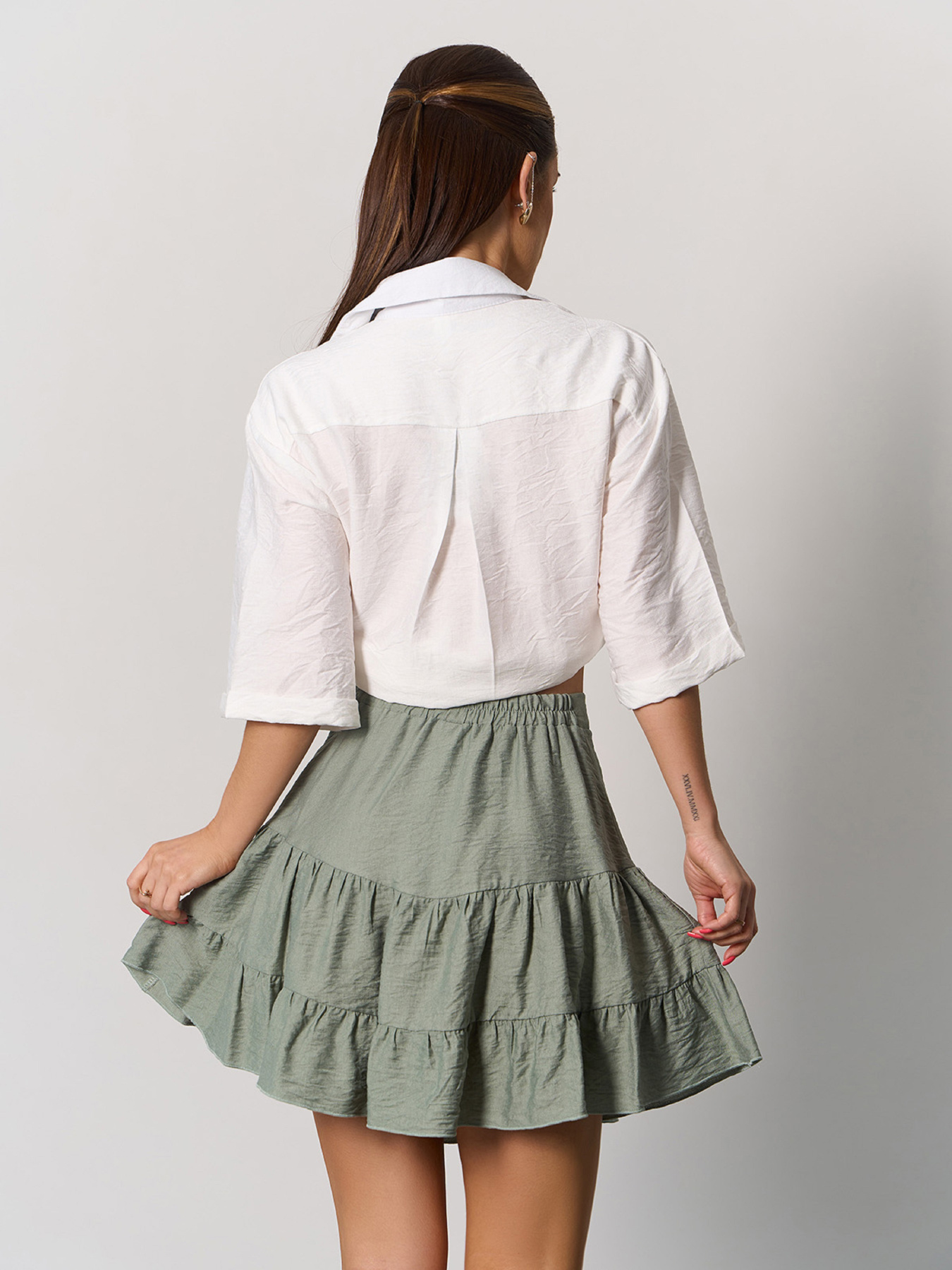 Спідниця міні ISSA Plus модель SA-626_оливковый Фото