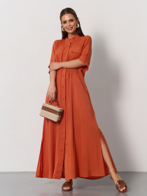 Платье макси ISSA Plus модель 14072_терракотовый Фото
