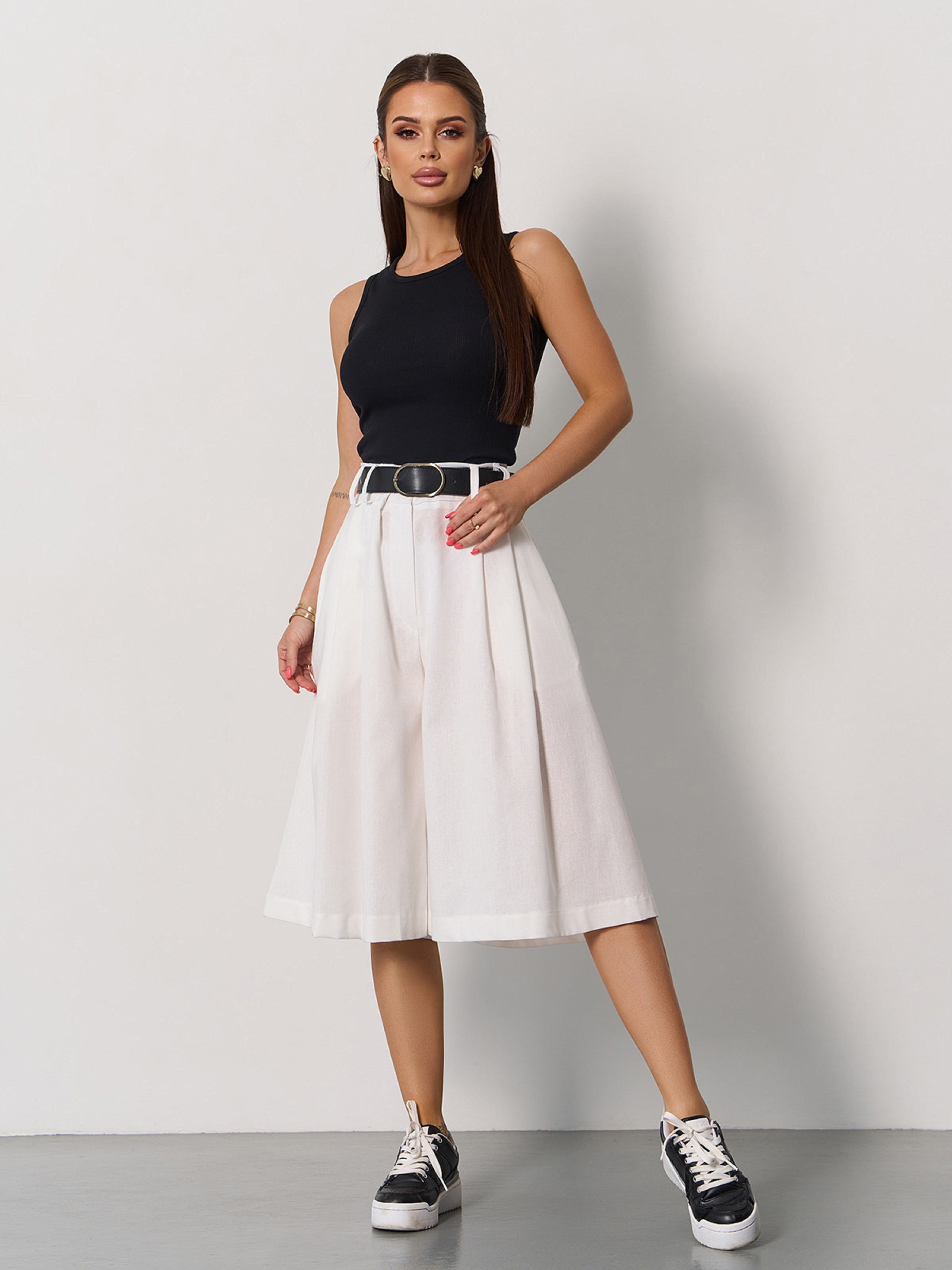 Лляні Жіночі Повсякденні шорти ISSA Plus  (15100_milk) колір молочний