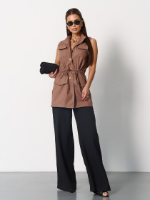 Жилет классический ISSA Plus модель 15160_коричневый Фото