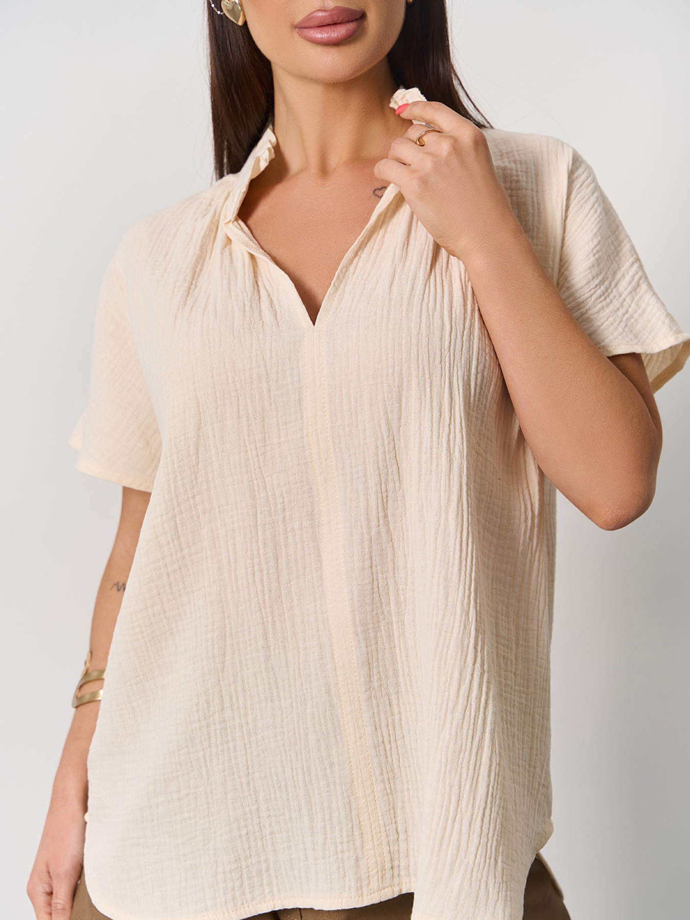 Блуза ISSA Plus модель 15161_бежевый Фото