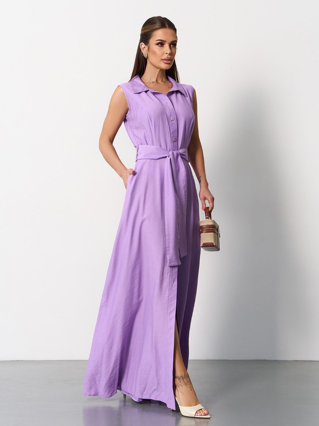 Сукня максі ISSA Plus модель 15166_сиреневый Фото