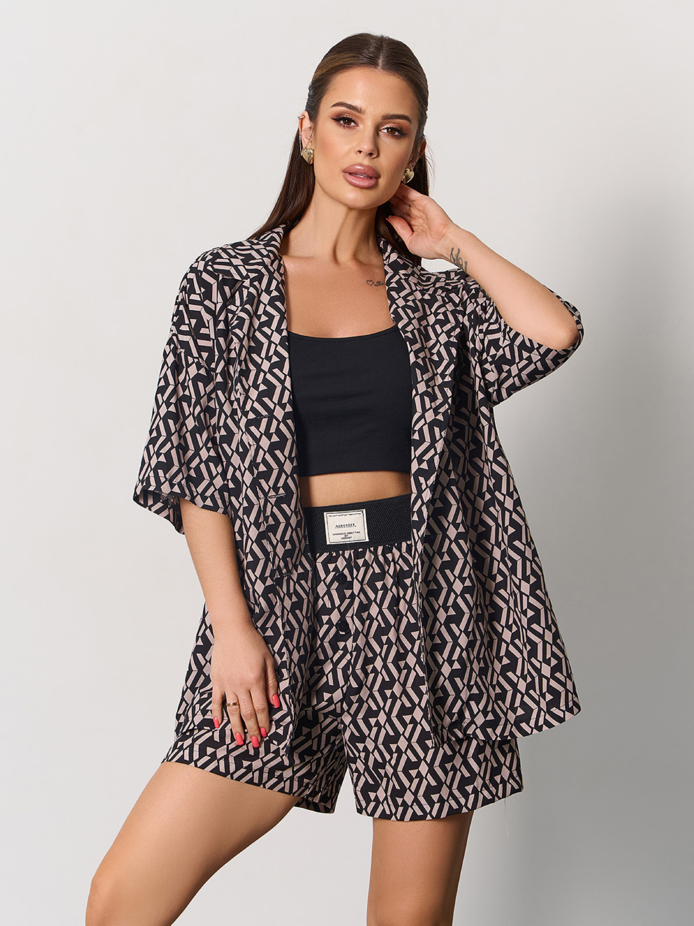 Повседневный костюм ISSA Plus модель 15168_коричневый Повседневный костюм ISSA Plus модель 15168_коричневый Фото