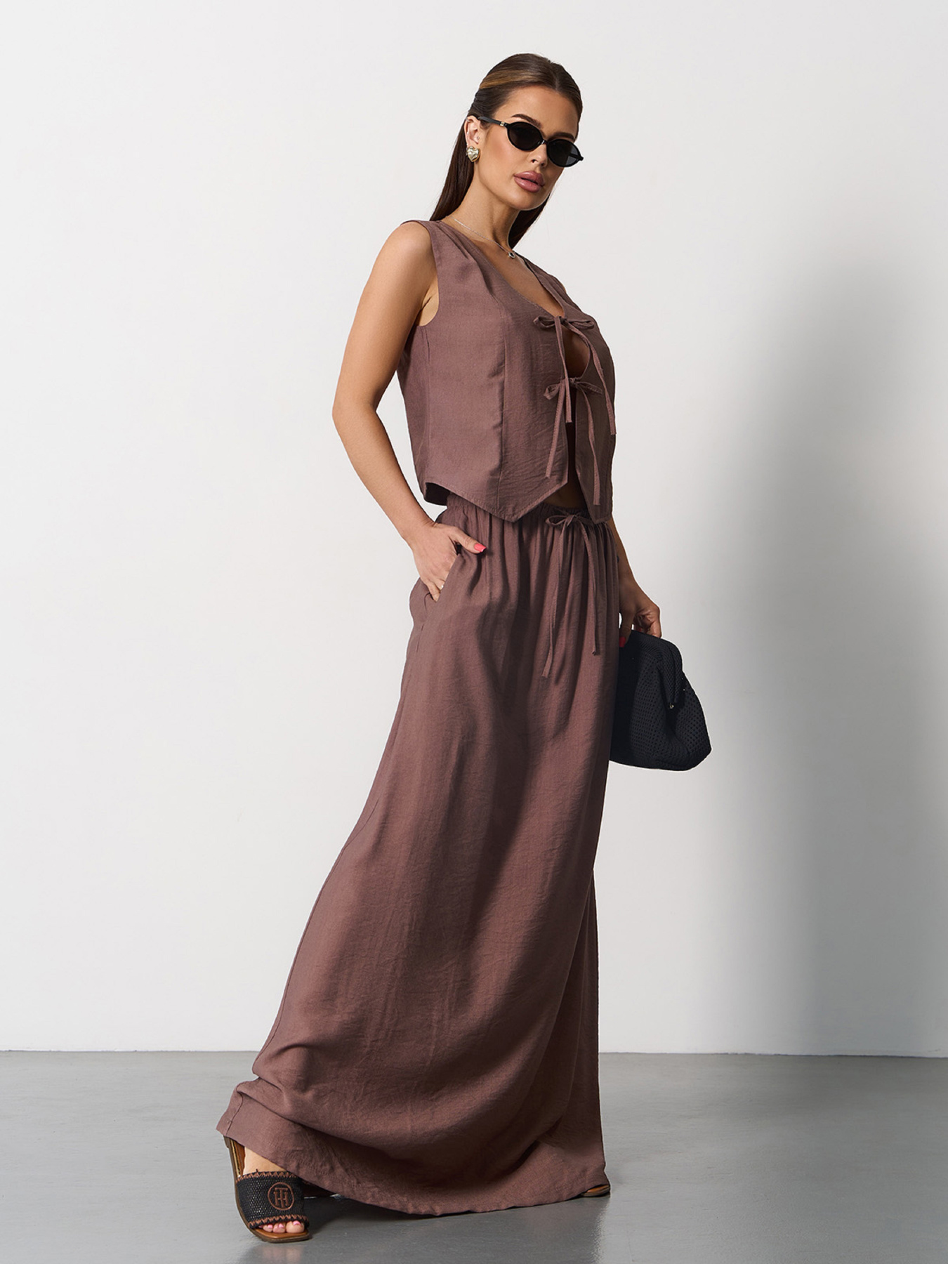 Повсякденний костюм ISSA Plus модель 15174_коричневый Повсякденний костюм ISSA Plus модель 15174_коричневый Фото