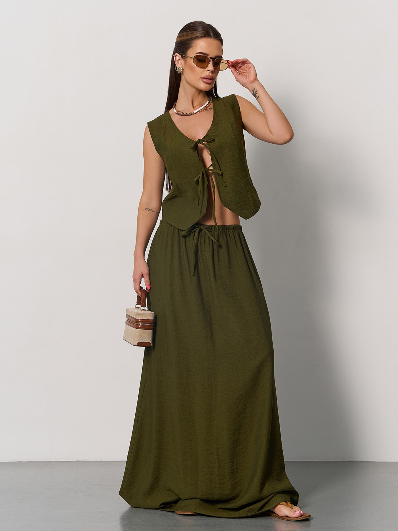 Повсякденний костюм ISSA Plus модель 15174_хаки Повсякденний костюм ISSA Plus модель 15174_хаки Фото