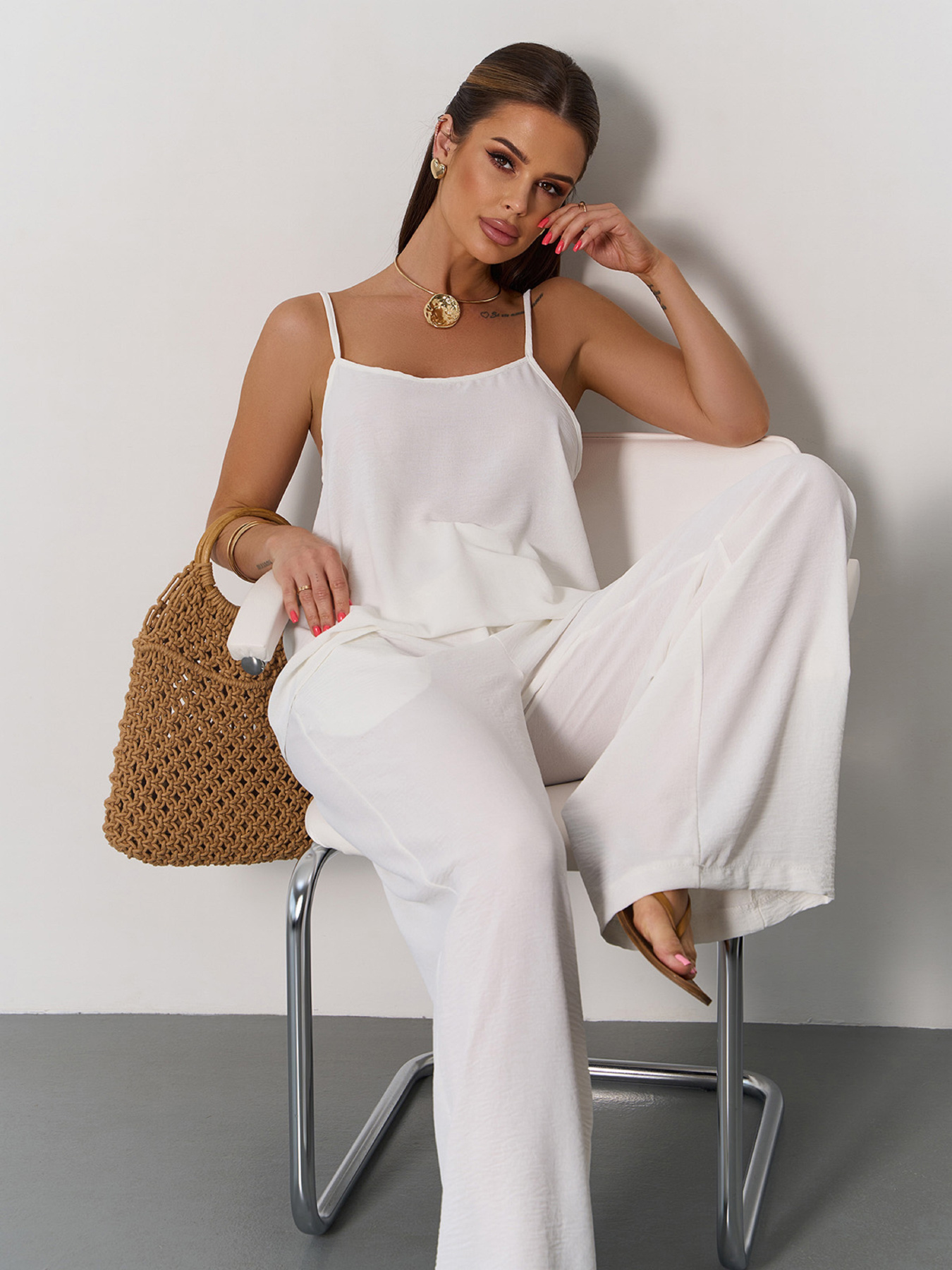 Повсякденний костюм ISSA Plus модель 15175_молочный Фото