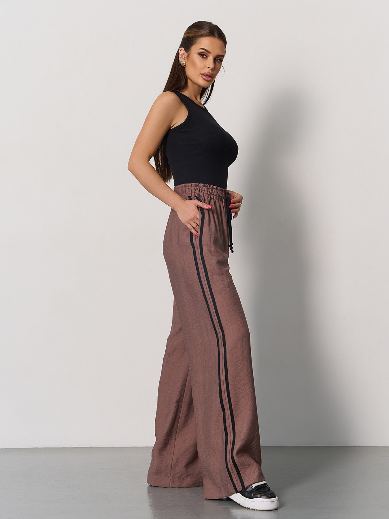 Брюки палаццо ISSA Plus модель 15176_коричневый Фото