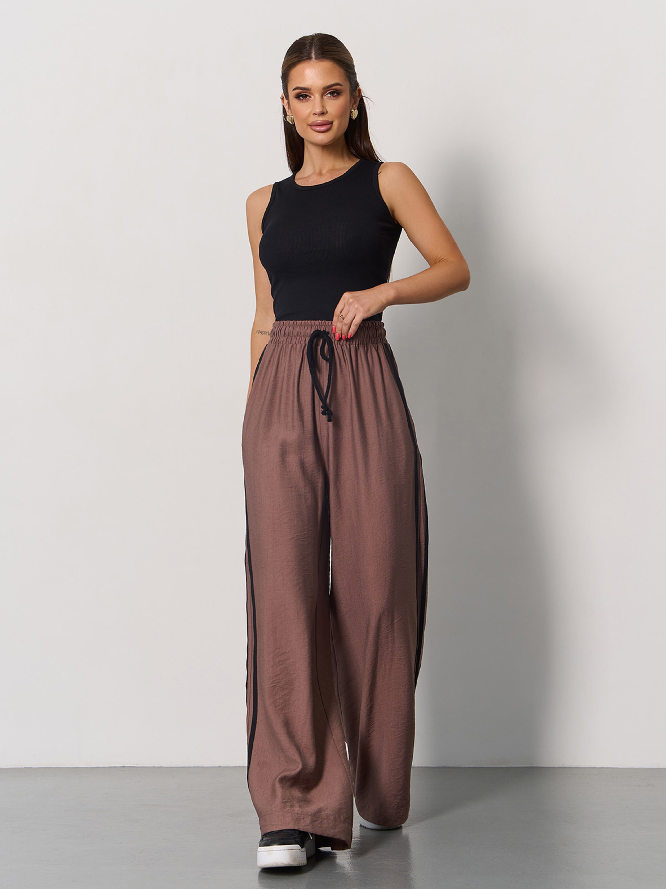 Брюки палаццо ISSA Plus модель 15176_коричневый Фото