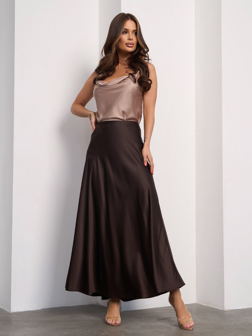 Спідниця максі ISSA Plus модель 14127A_темно-коричневый Фото