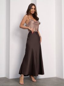 Юбка макси ISSA Plus модель 14127A_темно-коричневый Фото