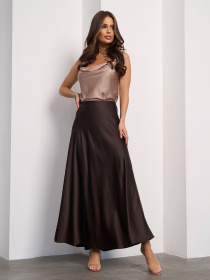 Юбка макси ISSA Plus модель 14127A_темно-коричневый Фото