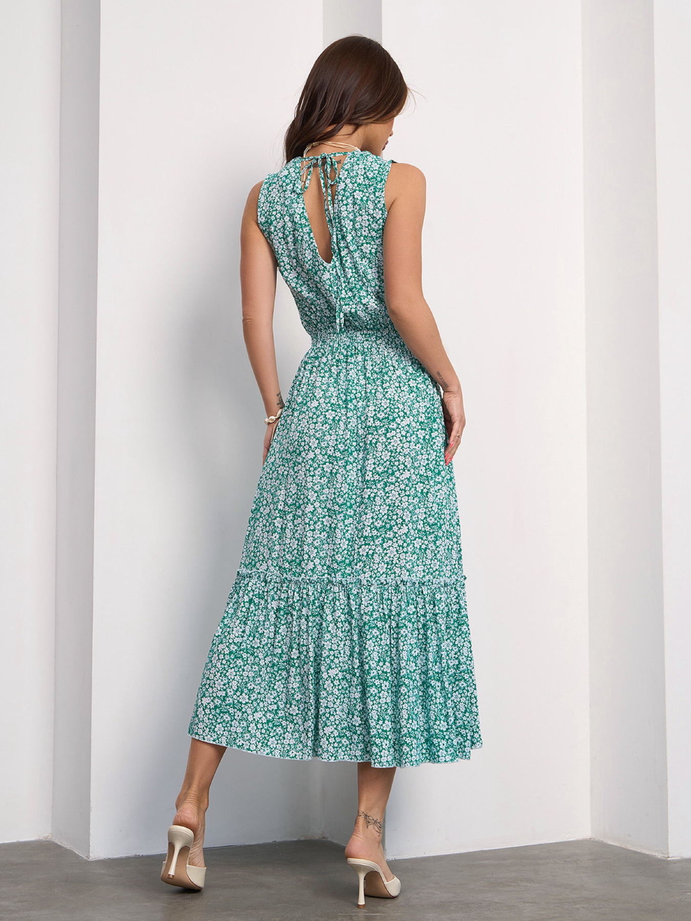 Сукня міді ISSA Plus модель 14651_зеленый Фото