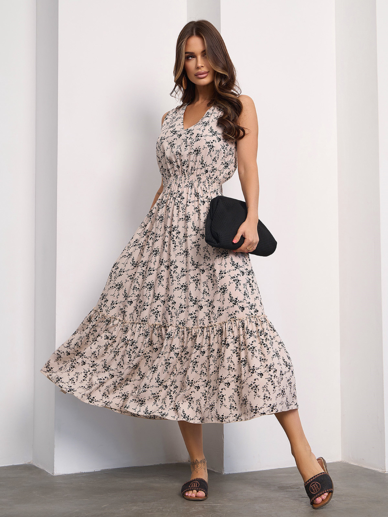 Сукня міді ISSA Plus модель 15182_бежевый Фото