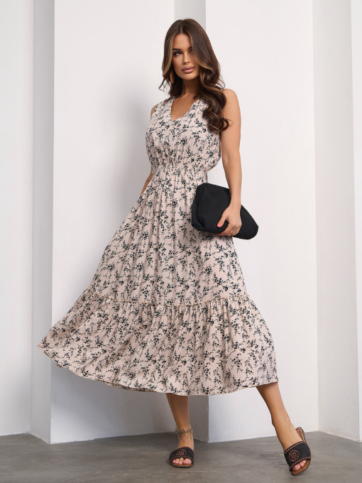 Платье миди ISSA Plus модель 15182_бежевый Фото